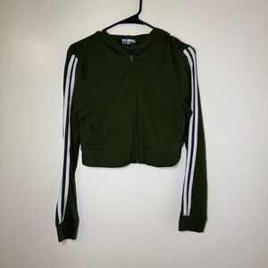 Feathers Olive Jacket with White Stripes